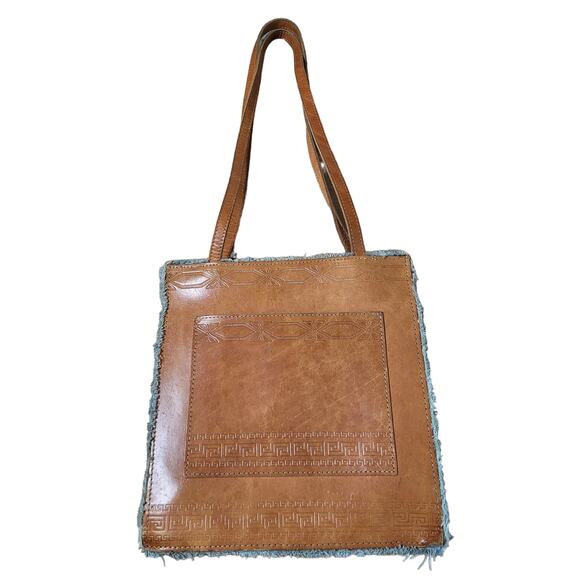 Wilsons Leather Handbags - Vintage Wilsons Tooled Leather Fringe Edges Shoulder Bag